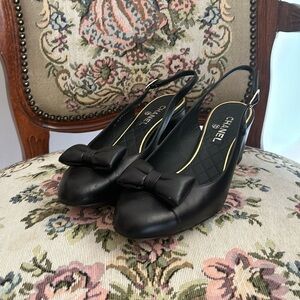 Black Chanel Slingbacks with Bow